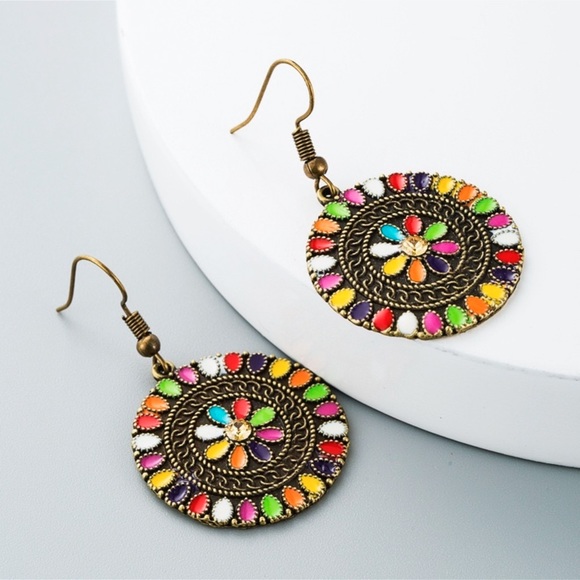 2/$20!  Bronze Boho Multi-Color Dangle Earrings - Picture 4 of 8